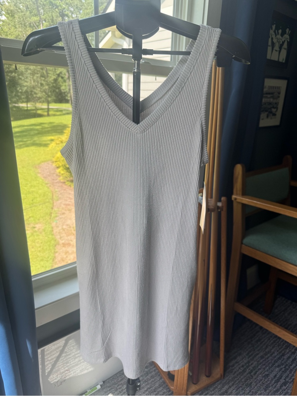 Softies Rib Dream 34” Double V-Neck Lounge Dress Grey Size Medium Loungewear